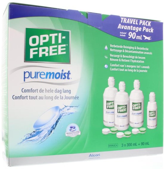 OPTI-FREE® PureMoist® alles-in-één lenzenvloeistof | 3x 300ml + 1x 90ml
