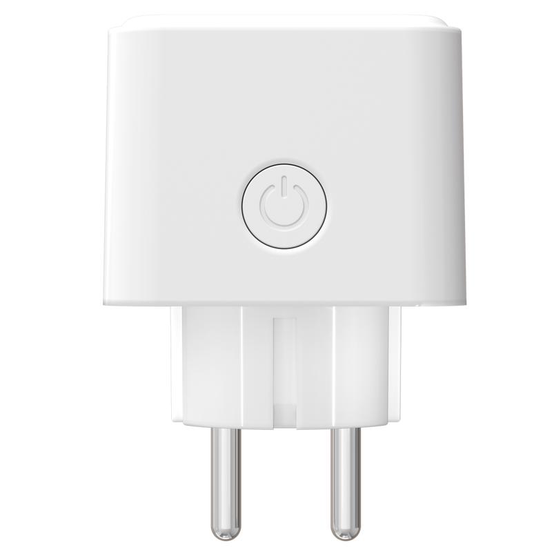 Witte LSC Smart Connect slimme stekker van Action met aan-uitknop op de voorkant Witte LSC Smart Connect slimme stekker van Action met aan-uitknop op de voorkant